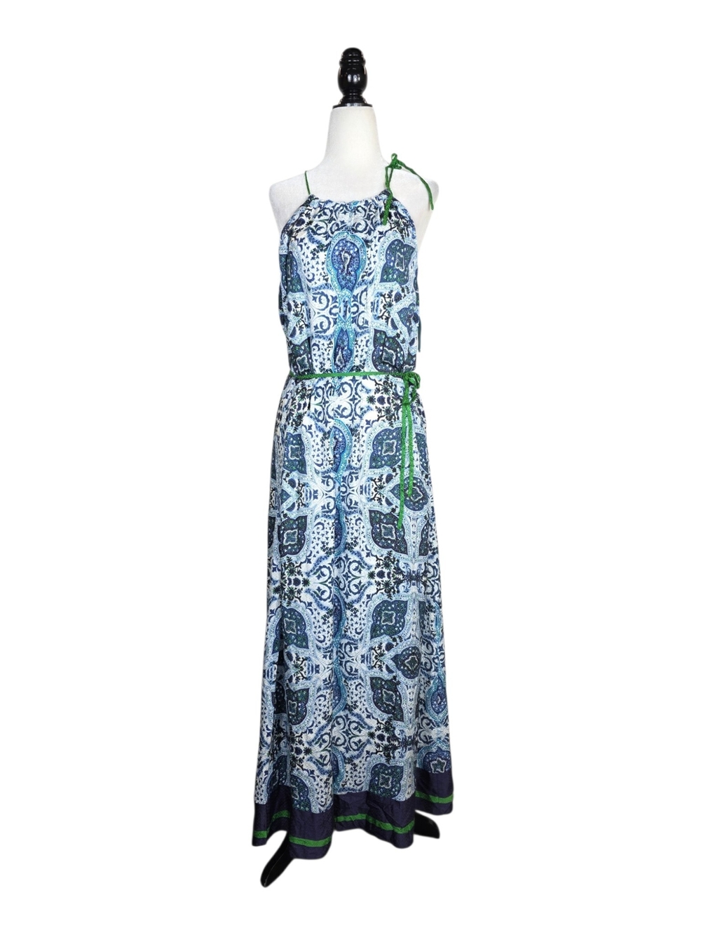Massimo Dutti Mulberry Silk blend Halter neck Self tie Maxi Dress